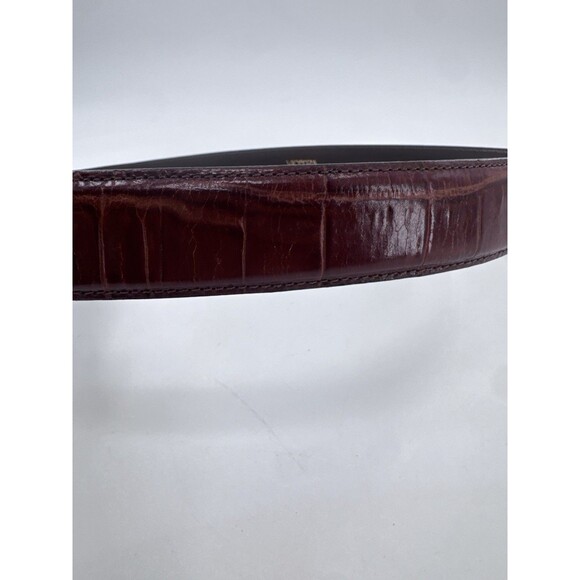 VICENZA Sport Sterling Silver Buckle On Brown  Alligator Print Calfskin Belt 34 main image 9